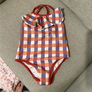 Oeuf Red and Blue Gingham Toddler Swimsuit